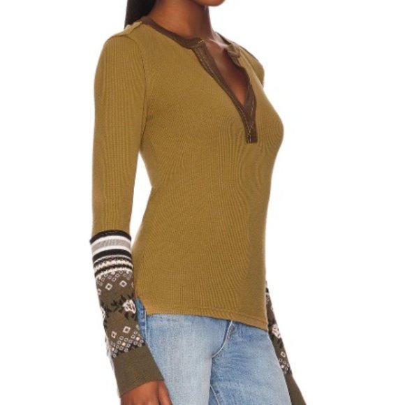 Free People Mikah Layering Cuff Top XS in Army Combo - Picture 4 of 11